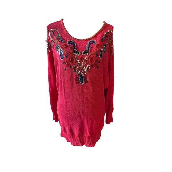 Vintage Victoria Harbour Embellished Sweater – Beaded Knit Top - Picture 1 of 9